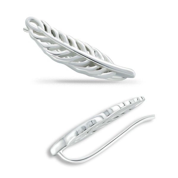 Feather Ear Crawler Earrings in 18k Gold Over Sterling Silver or Sterling Silver Feather Ear Crawler Earrings in 18k Gold Over Sterling Silver or Sterling Silver