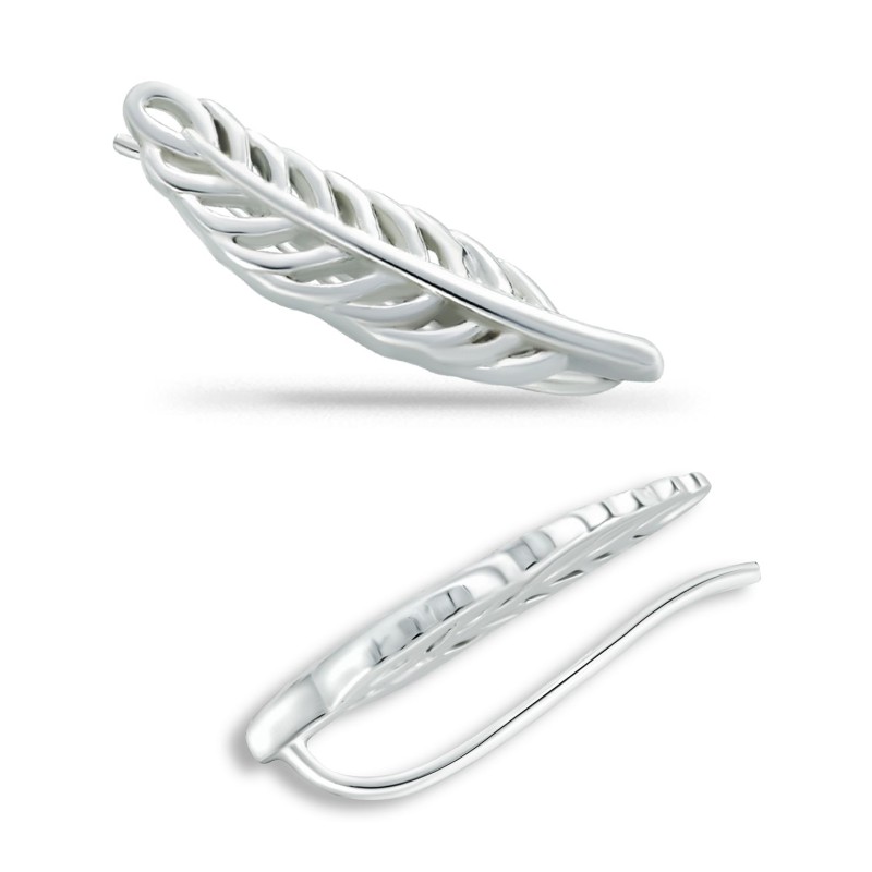 Feather Ear Crawler Earrings in 18k Gold Over Sterling Silver or Sterling Silver Feather Ear Crawler Earrings in 18k Gold Over Sterling Silver or Sterling Silver