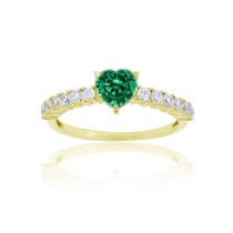 Green and White Cubic Zirconia Pave Engagement Ring (2 ct. t.w.) in 14k Gold Over Sterling Silver