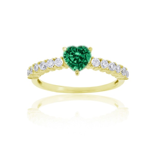 Green and White Cubic Zirconia Pave Engagement Ring (2 ct. t.w.) in 14k Gold Over Sterling Silver Green and White Cubic Zirconia Pave Engagement Ring (2 ct. t.w.) in 14k Gold Over Sterling Silver