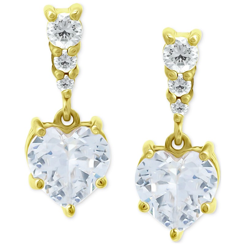 Cubic Zirconia Heart Drop Earrings Cubic Zirconia Heart Drop Earrings