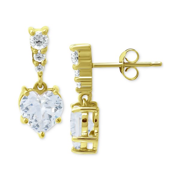Cubic Zirconia Heart Drop Earrings Cubic Zirconia Heart Drop Earrings
