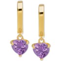 Amethyst Heart Dangle Huggie Hoop Earrings (1-3/8 ct. t.w.) in 14k Gold-Plated Sterling Silver Amethyst Heart Dangle Huggie Hoop Earrings (1-3/8 ct. t.w.) in 14k Gold-Plated Sterling Silver