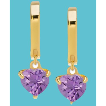 Amethyst Heart Dangle Huggie Hoop Earrings (1-3/8 ct. t.w.) in 14k Gold-Plated Sterling Silver Amethyst Heart Dangle Huggie Hoop Earrings (1-3/8 ct. t.w.) in 14k Gold-Plated Sterling Silver