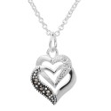 Marcasite Crystal Set in Silver Plated Heart Pendant Marcasite Crystal Set in Silver Plated Heart Pendant