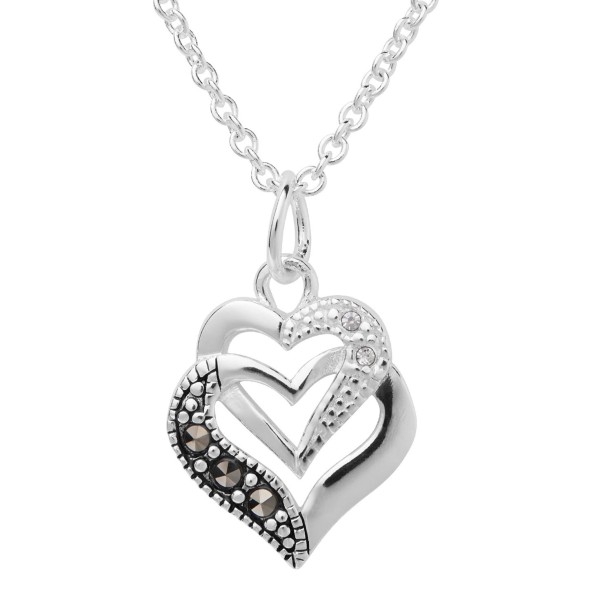 Marcasite Crystal Set in Silver Plated Heart Pendant Marcasite Crystal Set in Silver Plated Heart Pendant