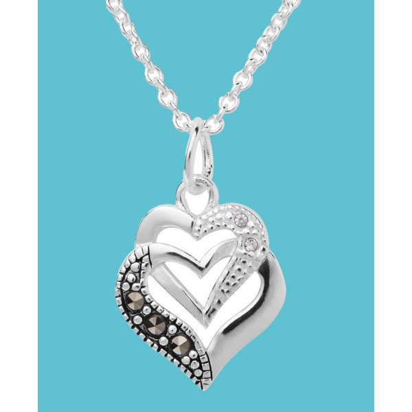 Marcasite Crystal Set in Silver Plated Heart Pendant Marcasite Crystal Set in Silver Plated Heart Pendant