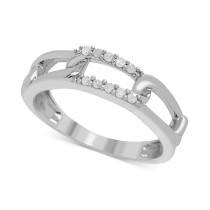 Diamond Chain Link Motif Ring (1/10 ct. t.w.) in Sterling Silver
