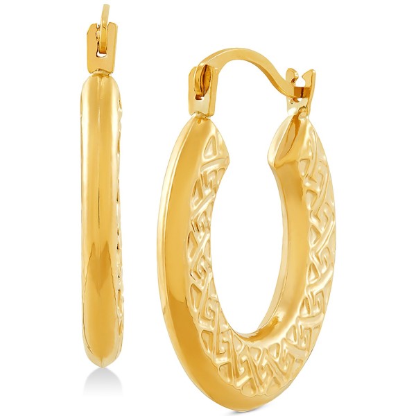 Key Pattern Hoop Earrings in 14k Gold Key Pattern Hoop Earrings in 14k Gold