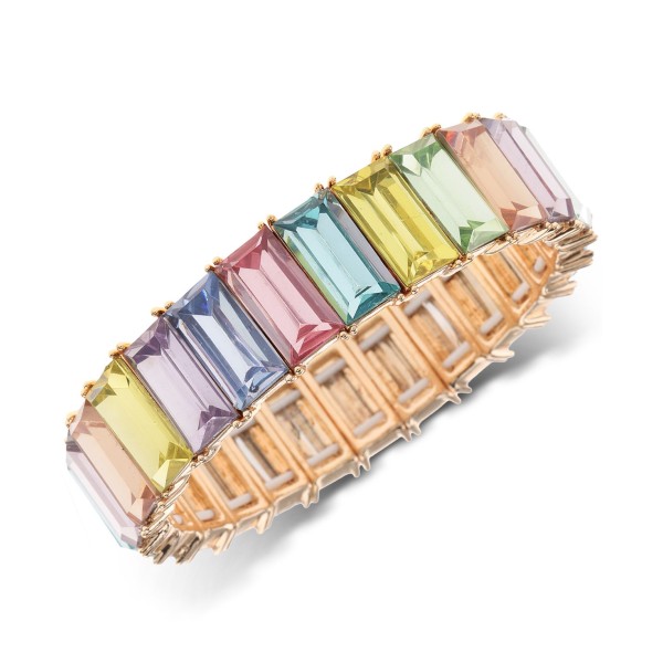Gold-Tone Rainbow Baguette-Stone Stretch Bracelet Gold-Tone Rainbow Baguette-Stone Stretch Bracelet