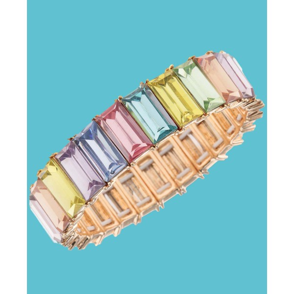 Gold-Tone Rainbow Baguette-Stone Stretch Bracelet Gold-Tone Rainbow Baguette-Stone Stretch Bracelet