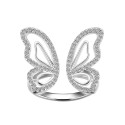 Crystal Open Butterfly Ring in Silver Plate or Gold Flash Plate Crystal Open Butterfly Ring in Silver Plate or Gold Flash Plate
