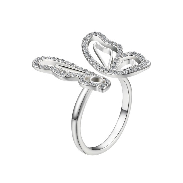 Crystal Open Butterfly Ring in Silver Plate or Gold Flash Plate Crystal Open Butterfly Ring in Silver Plate or Gold Flash Plate
