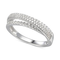 Cubic Zirconia Split-Band Ring in Sterling Silver