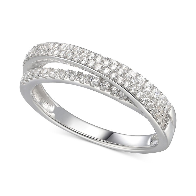 Cubic Zirconia Split-Band Ring in Sterling Silver Cubic Zirconia Split-Band Ring in Sterling Silver