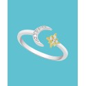 Cubic Zirconia Moon and Star Toe Ring in Two Tone Silver Plate Cubic Zirconia Moon and Star Toe Ring in Two Tone Silver Plate