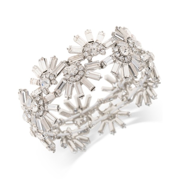 Silver-Tone Mixed Crystal Flower Stretch Bracelet Silver-Tone Mixed Crystal Flower Stretch Bracelet