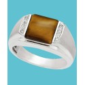Men's Tiger's Eye and Diamond Accent Ring in Sterling Silver Men's Tiger's Eye and Diamond Accent Ring in Sterling Silver