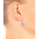 Dark Blue Crystal (0.16 ct.t.w) Filigree Tear Drop Earrings in Sterling Silver Dark Blue Crystal (0.16 ct.t.w) Filigree Tear Drop Earrings in Sterling Silver