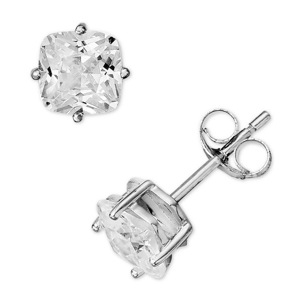 Cubic Zirconia Cushion Stud Earrings in Sterling Silver Cubic Zirconia Cushion Stud Earrings in Sterling Silver