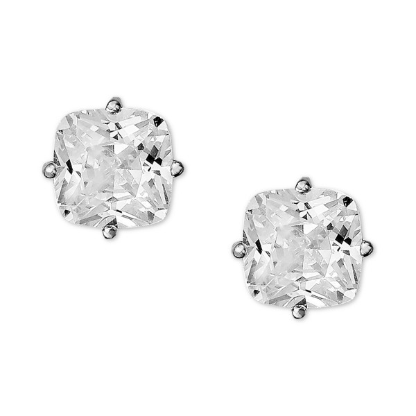 Cubic Zirconia Cushion Stud Earrings in Sterling Silver Cubic Zirconia Cushion Stud Earrings in Sterling Silver