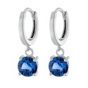 Fine Crystal 6mm Drop Hoop Earrings in Sterling Silver Fine Crystal 6mm Drop Hoop Earrings in Sterling Silver