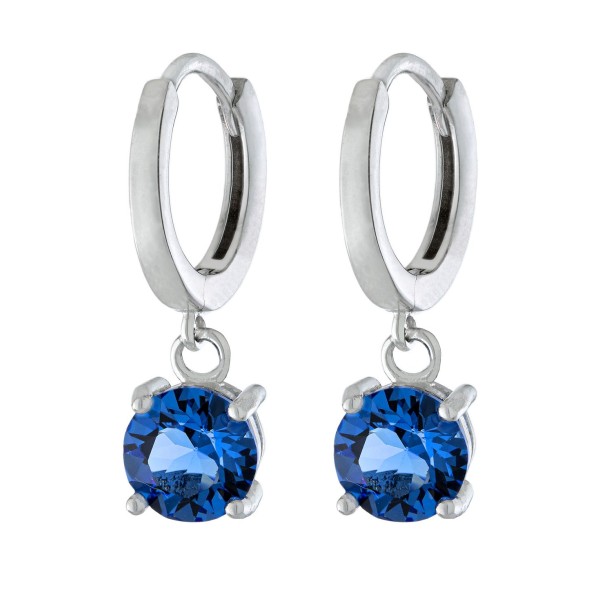 Fine Crystal 6mm Drop Hoop Earrings in Sterling Silver Fine Crystal 6mm Drop Hoop Earrings in Sterling Silver