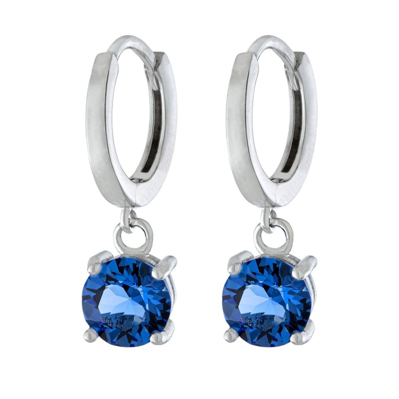 Fine Crystal 6mm Drop Hoop Earrings in Sterling Silver Fine Crystal 6mm Drop Hoop Earrings in Sterling Silver