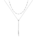 Silver-Tone Crystal & Pavé Bar Layered Lariat Necklace, 18 Silver-Tone Crystal & Pavé Bar Layered Lariat Necklace, 18