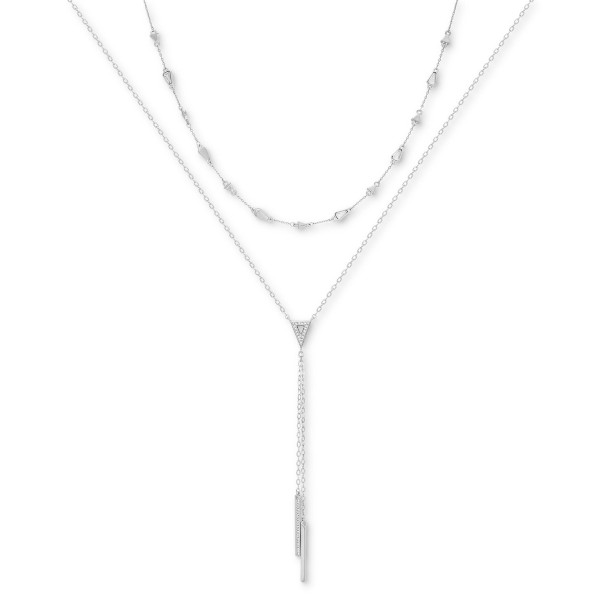 Silver-Tone Crystal & Pavé Bar Layered Lariat Necklace, 18 Silver-Tone Crystal & Pavé Bar Layered Lariat Necklace, 18