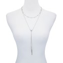 Silver-Tone Crystal & Pavé Bar Layered Lariat Necklace, 18 Silver-Tone Crystal & Pavé Bar Layered Lariat Necklace, 18