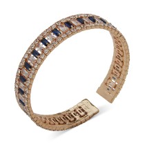 Gold-Tone Blue Baguette Stone Cuff Bracelet