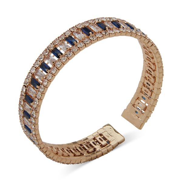 Gold-Tone Blue Baguette Stone Cuff Bracelet Gold-Tone Blue Baguette Stone Cuff Bracelet
