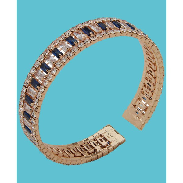 Gold-Tone Blue Baguette Stone Cuff Bracelet Gold-Tone Blue Baguette Stone Cuff Bracelet