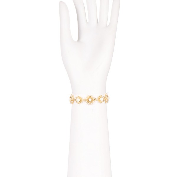 Gold-Tone Imitation Pearl Flower Slider Bracelet Gold-Tone Imitation Pearl Flower Slider Bracelet