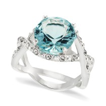 Silver-Plate Pavé & Round-Crystal Crisscross Ring