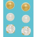 Cultured Freshwater Pearl, Cubic Zirconia and Ball Stud Set in 10k Gold Cultured Freshwater Pearl, Cubic Zirconia and Ball Stud Set in 10k Gold