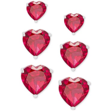 3-Pc. Set Red Spinel Graduated Heart Stud Earrings (1-3/8 ct. t.w.) in Sterling Silver 3-Pc. Set Red Spinel Graduated Heart Stud Earrings (1-3/8 ct. t.w.) in Sterling Silver