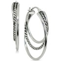 Small Textured Triple Hoop Earrings in Sterling Silver, 1 Small Textured Triple Hoop Earrings in Sterling Silver, 1