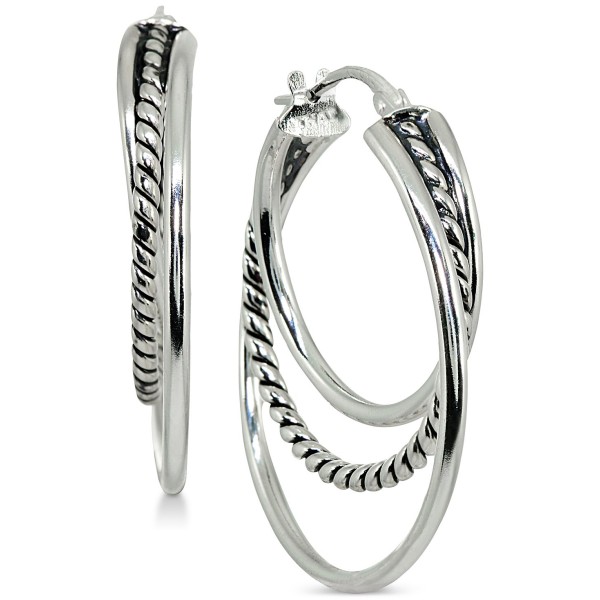 Small Textured Triple Hoop Earrings in Sterling Silver, 1 Small Textured Triple Hoop Earrings in Sterling Silver, 1