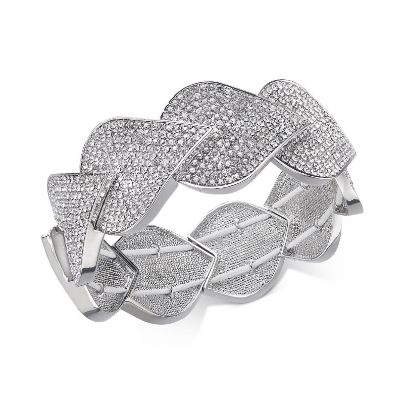 Silver-Tone Pavé Teardrop Stretch Bracelet Silver-Tone Pavé Teardrop Stretch Bracelet