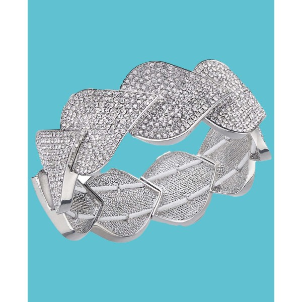 Silver-Tone Pavé Teardrop Stretch Bracelet Silver-Tone Pavé Teardrop Stretch Bracelet
