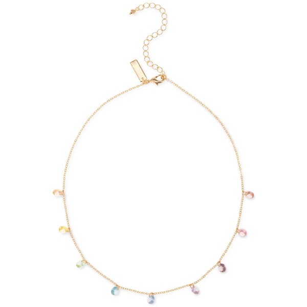 Gold-Tone Pastel Stone Shaky Statement Necklace, 16 Gold-Tone Pastel Stone Shaky Statement Necklace, 16