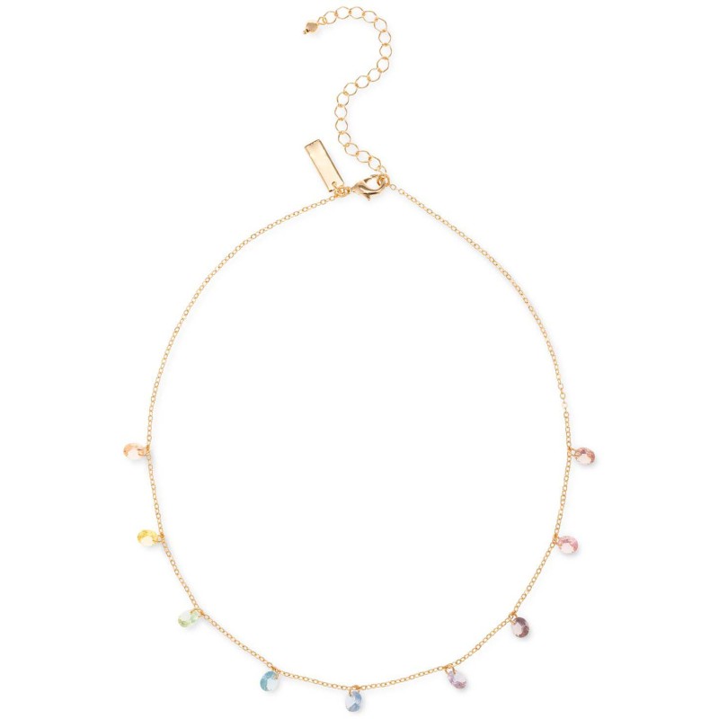 Gold-Tone Pastel Stone Shaky Statement Necklace, 16 Gold-Tone Pastel Stone Shaky Statement Necklace, 16