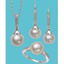 Cultured Freshwater Pearl (8-9mm) & White Topaz (1/2 ct. t.w.) Jewelry Set in Sterling Silver Cultured Freshwater Pearl (8-9mm) & White Topaz (1/2 ct. t.w.) Jewelry Set in Sterling Silver