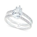 Silver-Tone Tear-Shape Cubic Zirconia Split Band Ring Silver-Tone Tear-Shape Cubic Zirconia Split Band Ring