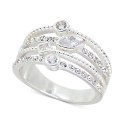 Silver-Tone Mixed Crystal Triple-Row Ring Silver-Tone Mixed Crystal Triple-Row Ring