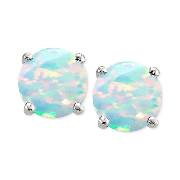 Cubic Zirconia Synthetic Opal Stud Earrings in Sterling Silver Cubic Zirconia Synthetic Opal Stud Earrings in Sterling Silver