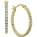 Small Cubic Zirconia Oval Hoop Earrings in 18k Gold-Plated Sterling Silver, 0.6 Small Cubic Zirconia Oval Hoop Earrings in 18k Gold-Plated Sterling Silver, 0.6