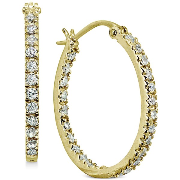 Small Cubic Zirconia Oval Hoop Earrings in 18k Gold-Plated Sterling Silver, 0.6 Small Cubic Zirconia Oval Hoop Earrings in 18k Gold-Plated Sterling Silver, 0.6
